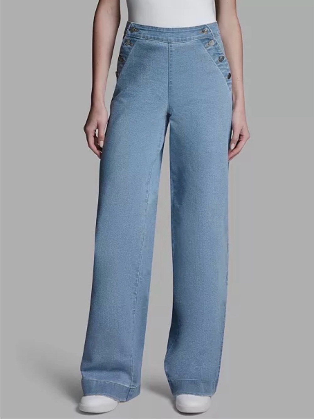 BCBG Women's Elasticated Waistband Loose Fit Sailor Jeans 10